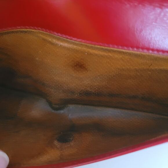 GUCCI Bifold Leather Wallet Long Bifold Red Large Card Bill Designer Horseshoe - Picture 9 of 13